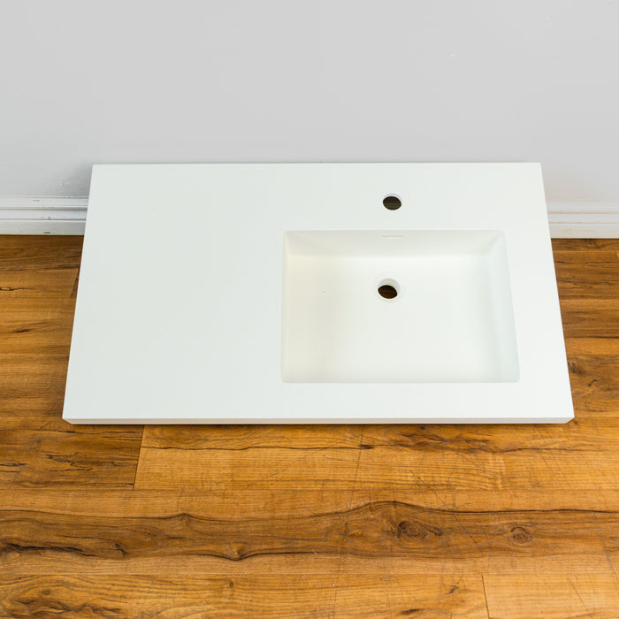 36" SolidTech White Single Sink