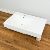 32-inch Porcelain Left Side Drain Countertop Sink in White