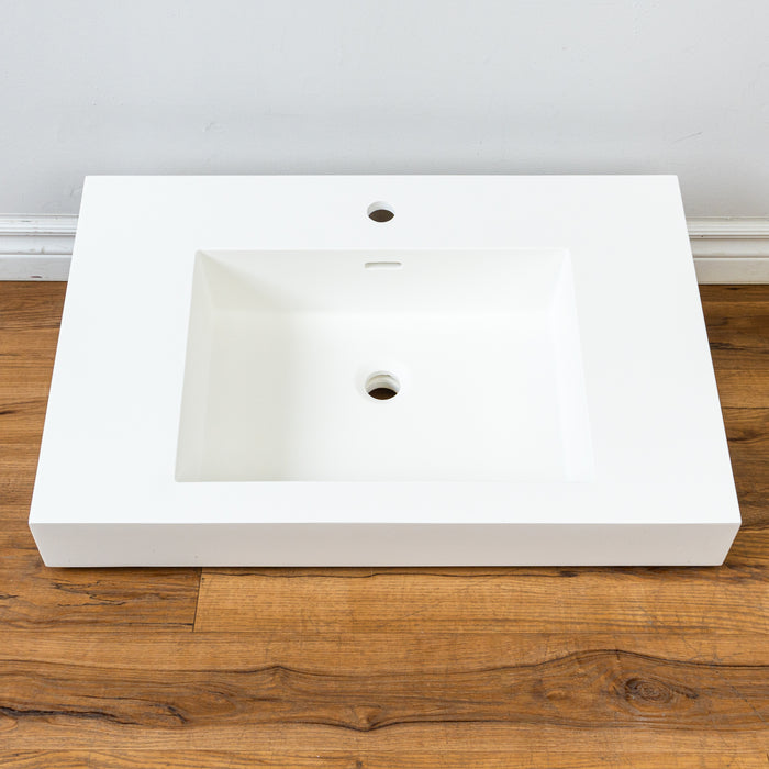 30-inch Porcelain Countertop Sink in White