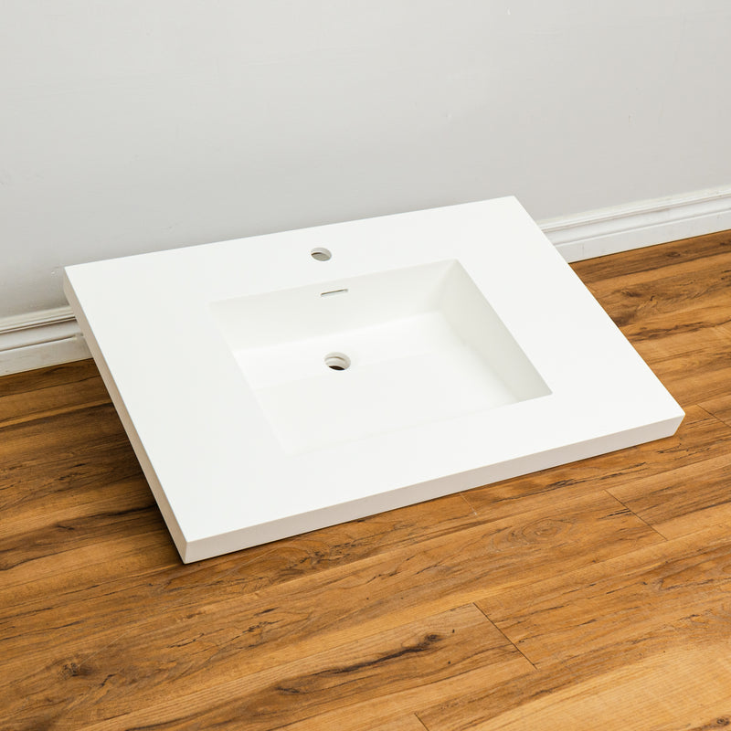 33-inch Porcelain Countertop Sink in White