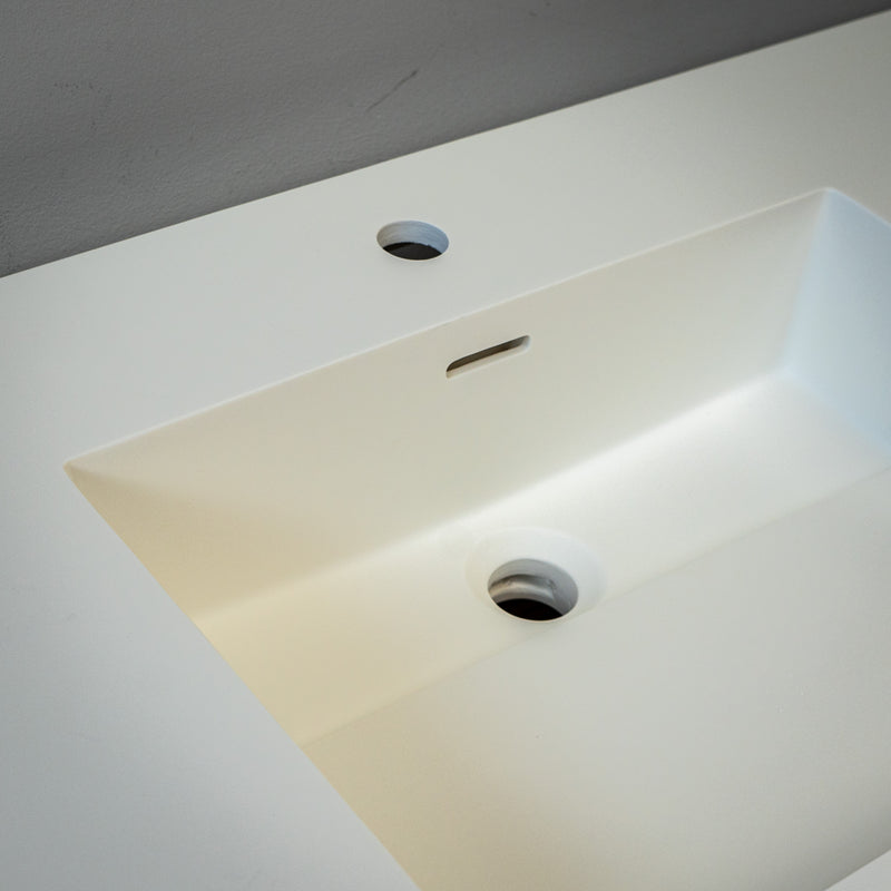 72-inch White Porcelain Lavatory Countertop with Single Sink - Tridel 72C Minimalistic Bathroom Vanity Top