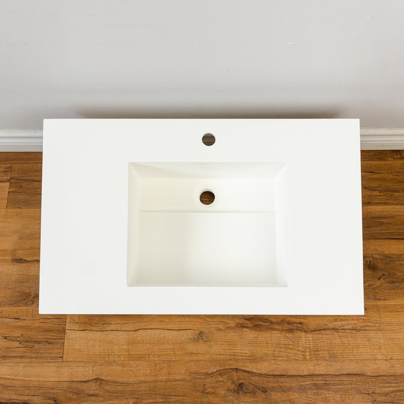 32-inch Porcelain Drop-in Right Side Drain Sink in White