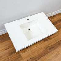 32-inch Porcelain Drop-in Right Side Drain Sink in White