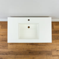 34-inch Porcelain Drop-in Left Side Drain Sink in White