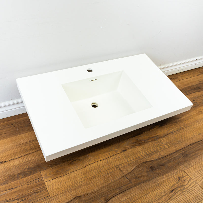 34-inch Porcelain Drop-in Left Side Drain Sink in White