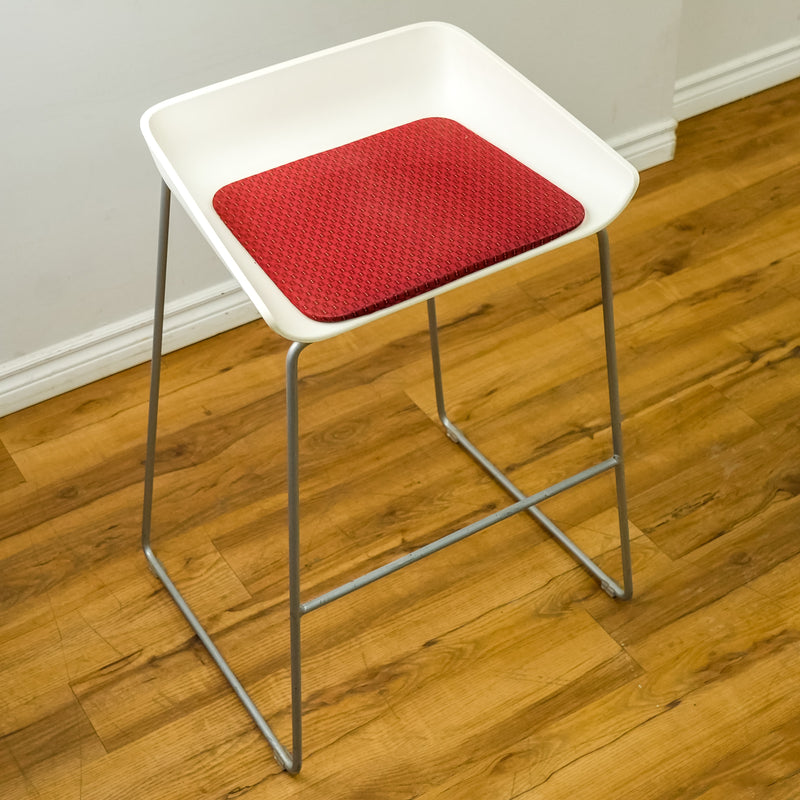 Steelcase Turnstone Scoop Stool, 23W x 33H Inch Chair in Steel, White and Red