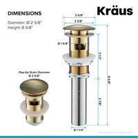Kraus Pop-Up Drain for Bathroom Sink with Overflow in Brushed Gold