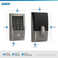 Schlage Encode Plus Electronic Smart lock Wifi Deadbolt Century Satin Nickel with Apple Home Key