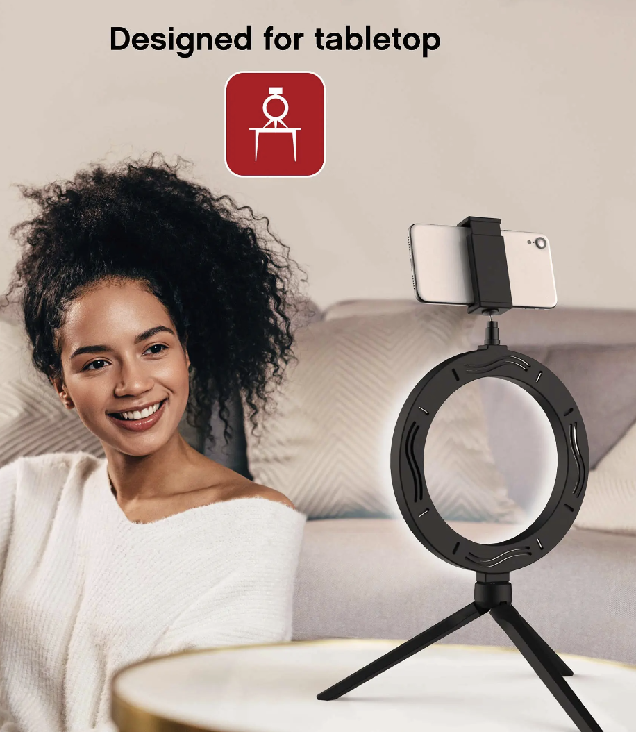 TZUMI HaloLight 8" Portable LED Ring Light w/ Desktop Stand & Phone Holder