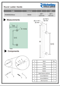 RICHELEIU Stainless Steel Tubular Handle Single Mount Ladder Type