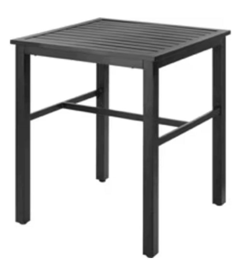 StyleWell Mix and Match Black 29 in. Width Square Slate 33 in. Balcony Height Patio Dining Table