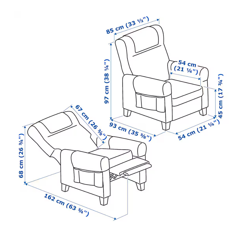 IKEA MUREN Remmaren Dark Grey Recliner