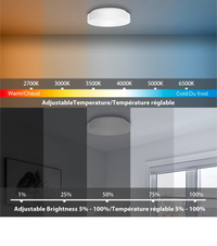 COMMERCIAL ELECTRIC 11" White Integrated LED Smart Tunable & RGB Flush Mount Light Fixture