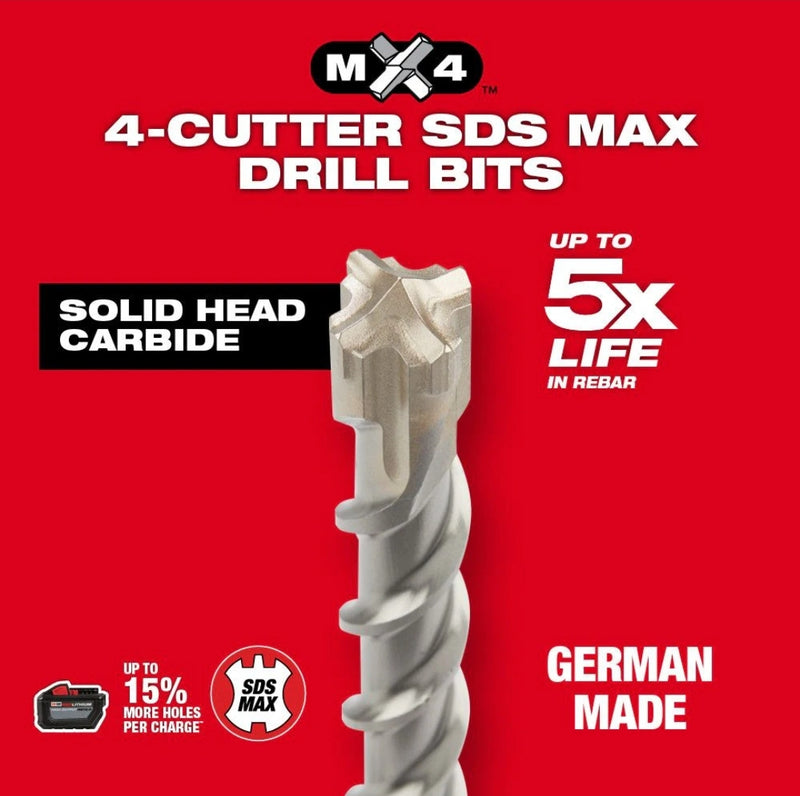 3/4 in. x 13 in. 4-Cutter SDS-MAX Carbide Drill Bit