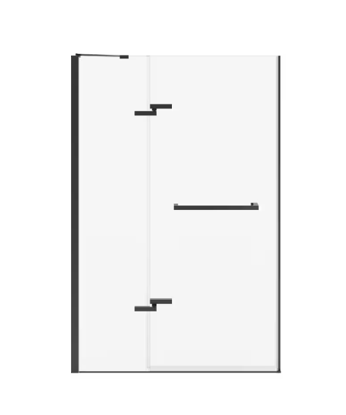 44 - 47W x 71.5H Frameless Shower Door in Matte Black with Clear Glass
