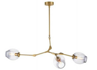 3-Light Gold Globe Chandelier