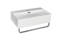 Wall Mounted Bathroom Sink in White with Single Faucet Hole