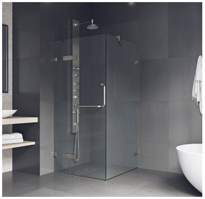 Monteray Frameless Hinged Shower Enclosure in Brushed Nickel