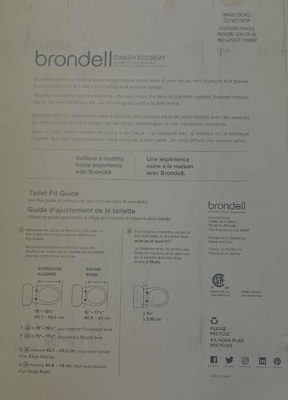 Brondell Dual Temp Non-Electric Bidet Seat