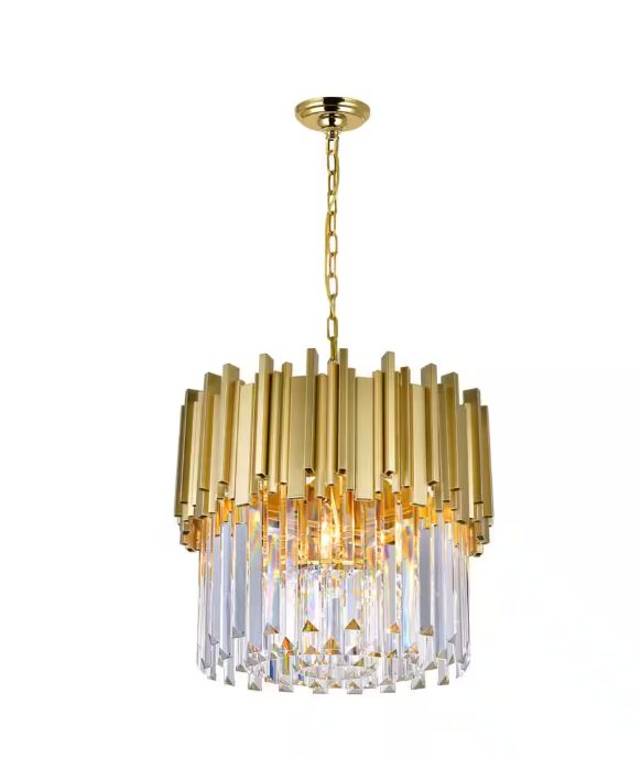 Light Down Chandelier With Medallion Gold Finish