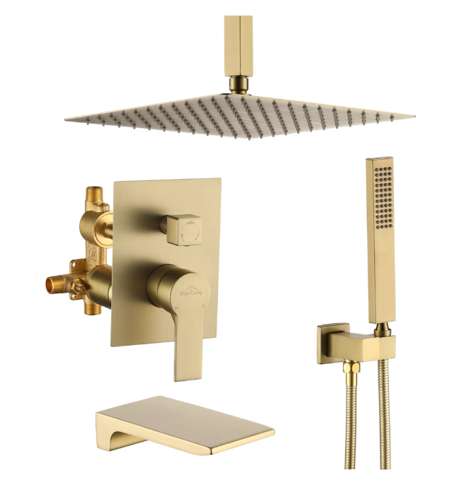 CASAINC Ceiling Mount Single-Handle Tub and Shower Faucet with 12 in
