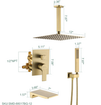 CASAINC Ceiling Mount Single-Handle Tub and Shower Faucet with 12 in