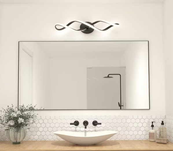 Artika Swirl 1-light 27W Black Dimmable Integrated LED Indoor Vanity Light Bar