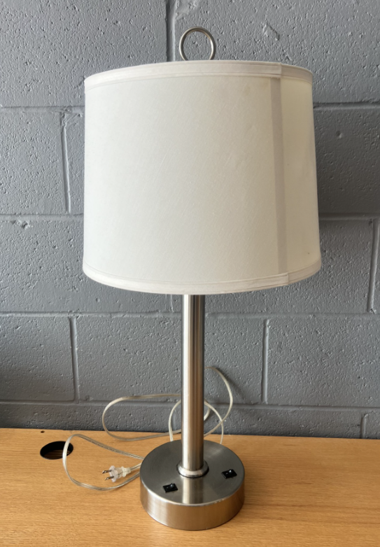 26" Brushed Steel Single Nightstand Lamp