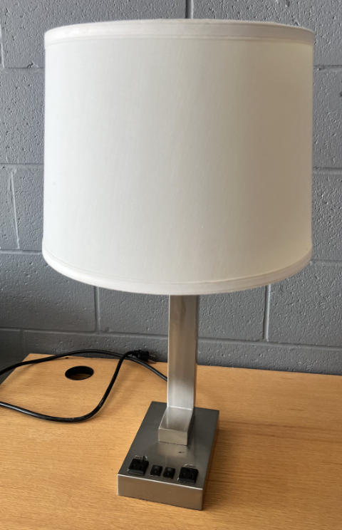 26" Dual Charging Single Nightstand Lamp in Brushed Steel