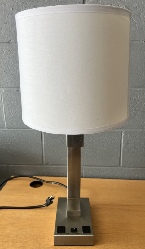 26" Charging Nightstand Lamp in Brushed Steel