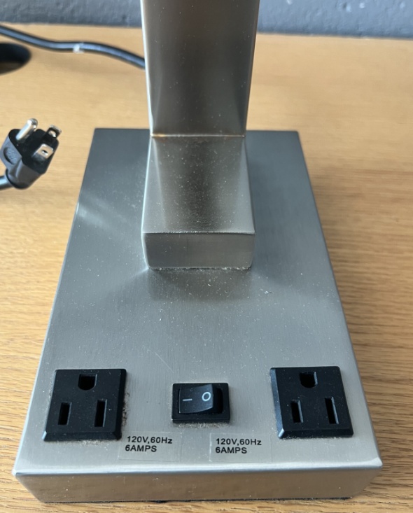 26" Charging Nightstand Lamp in Brushed Steel