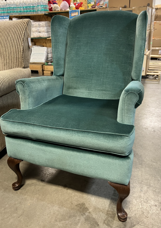 Wingback Teal Chair & Ottoman