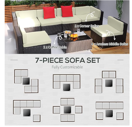 7 pc Modular Outdoor Conversation Set