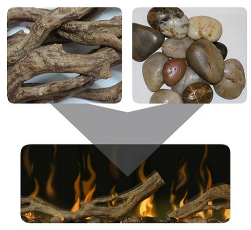 Dimplex Driftwood and River Rock for 74" Linear Fireplace