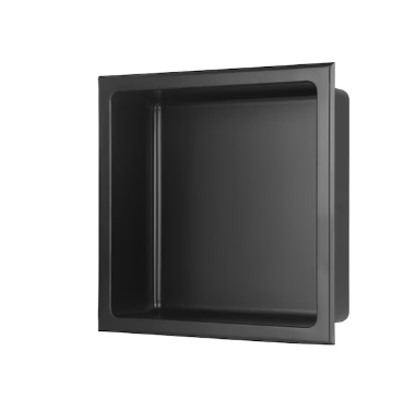 Bath Shower Niche - 12-inch x 12-inch, Stainless Steel - Matte Black