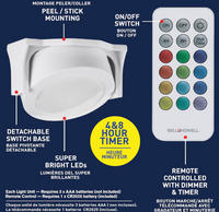 Bell + Howell 3-inch Color Changing Swivel LED Puck Lights with Remote