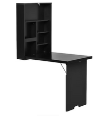 HOMCOM Wall Mounted Desk Storage Organizer W/ Writing Floating Board Black
