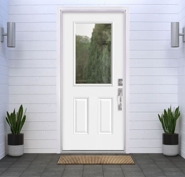Masonite 34-inch x 80-inch x 4-9/16-inch 1/2 Lite Cutout Primed Steel Prehung Front Door