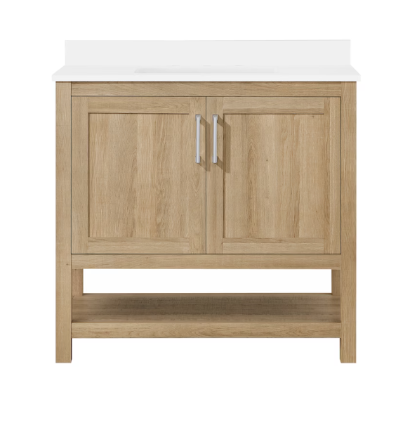 36 " W Single Sink Bath Vanity in White Oak with Top