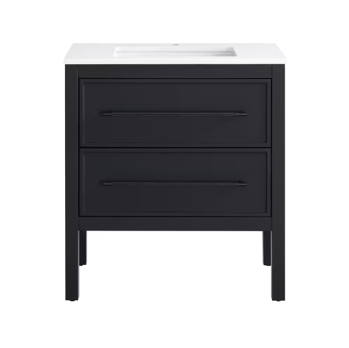 30" W x 19" D Freestanding Bath Vanity with Black Handle