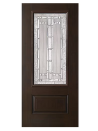 34" x 80" x 4-9/16" Chestnut 3/4 Lite Elmhurst Single Fibreglass Prehung Front Door RH