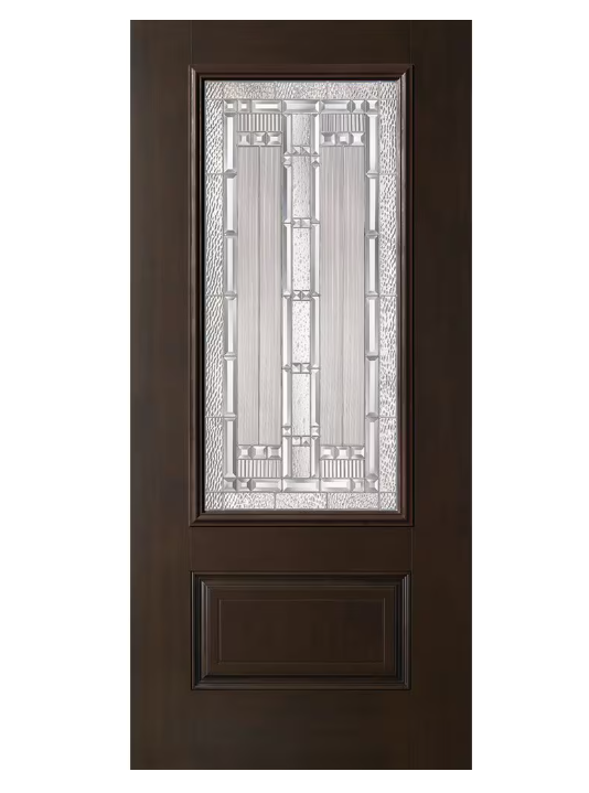 34" x 80" x 4-9/16" Chestnut 3/4 Lite Elmhurst Single Fibreglass Prehung Front Door RH