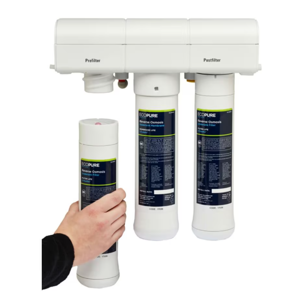EcoPure Reverse Osmosis Undersink Chlorine, Lead, and Microbe Water Filtration System