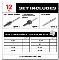 Milwaukee Tool Hole Dozer Carbide Hole Saw Set (12-Piece)
