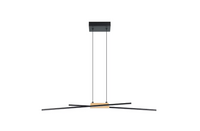 Panagria LED Pendant Light, Black Finish with Wood Accent