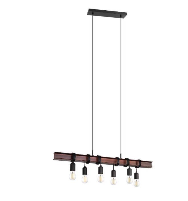 Eglo Frazier Falls Pendant Light 6L, Oil Rubbed Bronze & Black Finish