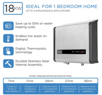 BLACK+DECKER 18 kW 3.7 GPM Digital Self Modulating Electric Tankless Water Heater