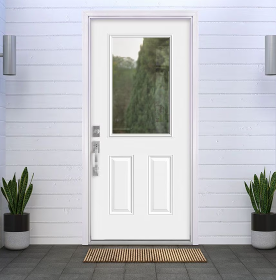 Masonite 32-inch x 80-inch x 6-9/16-inch 1/2 Lite Cutout Primed Steel Prehung Front Door