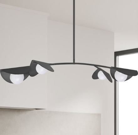 Dainolite Emma 4-Light White Glass Horizontal Pendant - Matte Black Finish
