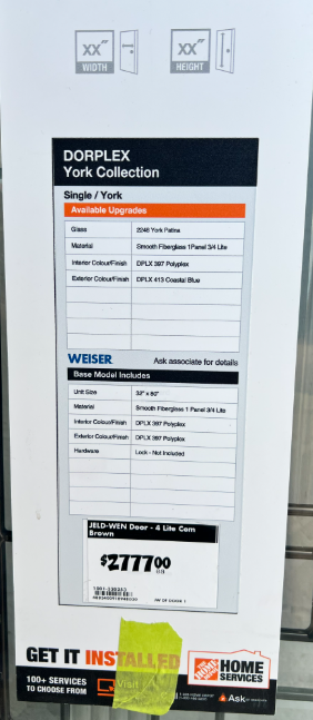 1 Panel Fiberglass Door